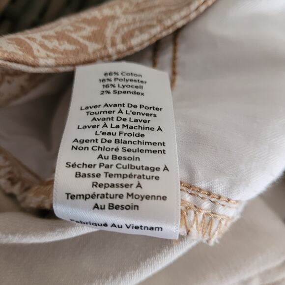 Talbots Slim Ankle Jean Sz 8P Petite Stretch Neutral Paisley Print Quietlux - Picture 10 of 10